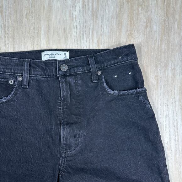Abercrombie & Fitch The Skinny High Rise Edgy Distressed Ripped Black Jeans 28 - Picture 5 of 15